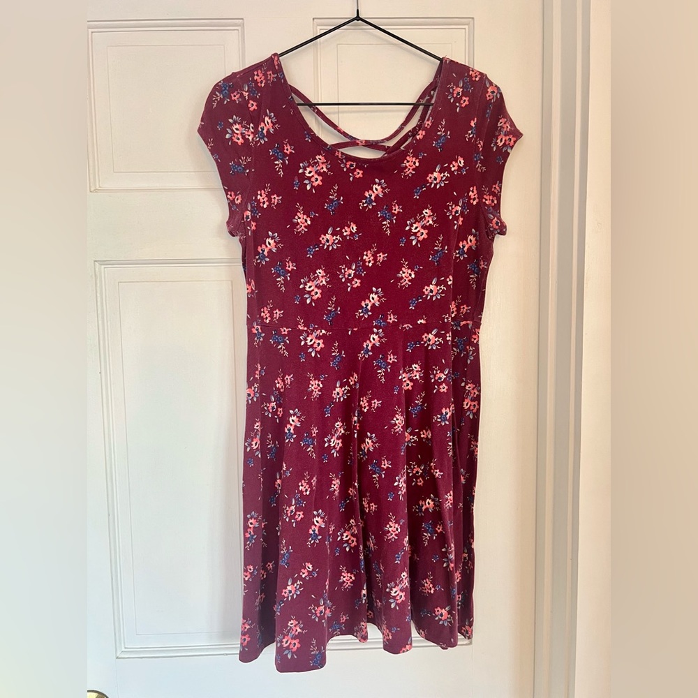 SO size L t-shirt dress - red/pink with flowers🌺 - good preloved condition